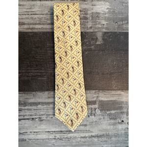 Tommy Hilfiger Silk Tie Yellow Golf Flag Golfer Novelty Polka Dot Back Preppy